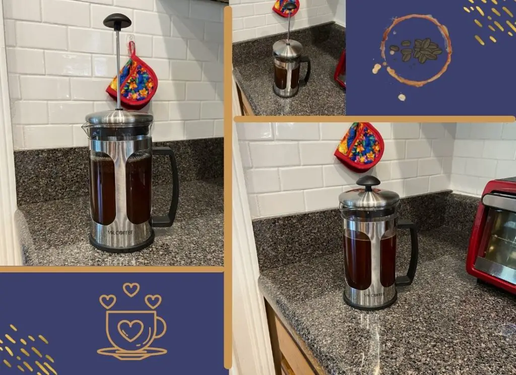 french press brewer collage