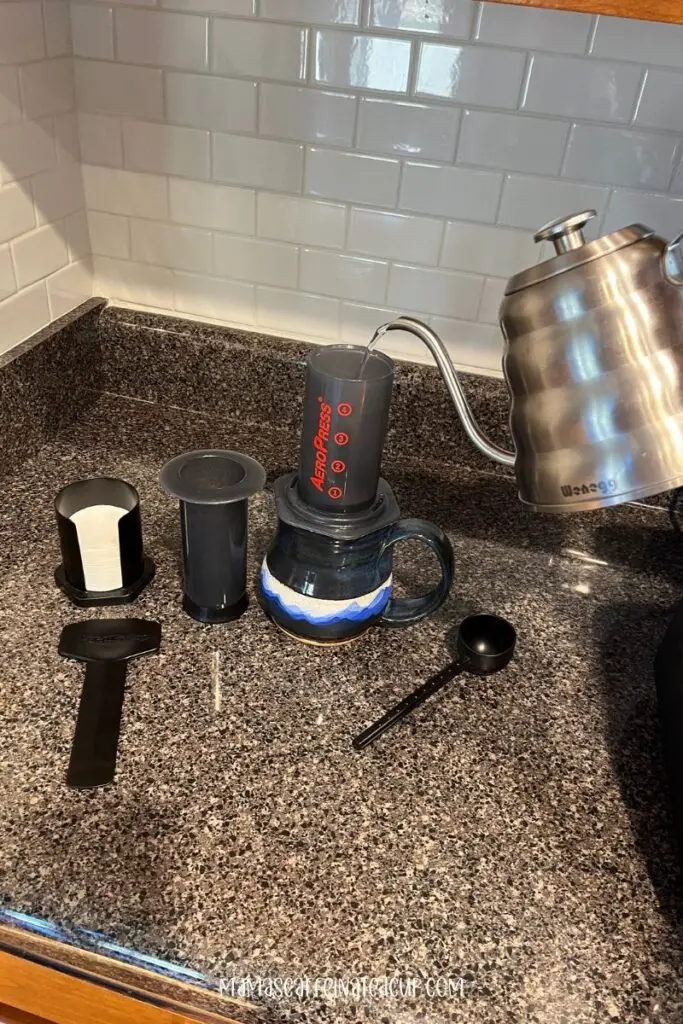 aeropress and water kettle