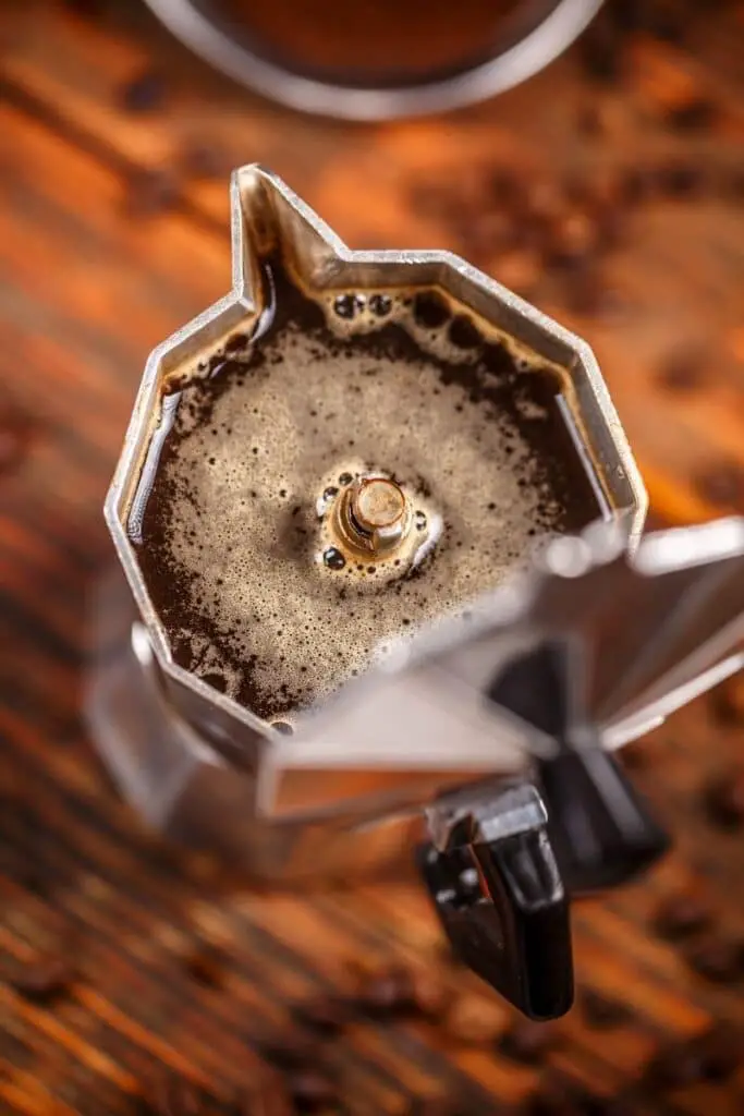 percolator with brewed coffee inside