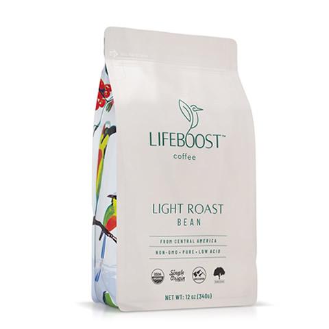 bag of lifeboost light roast coffee