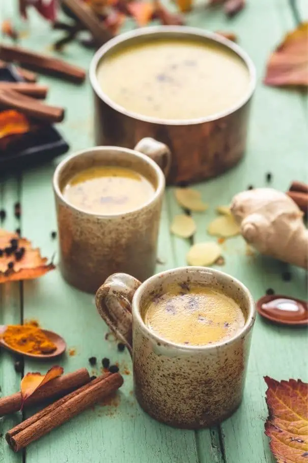 turmeric latte with spice and cinnamon 