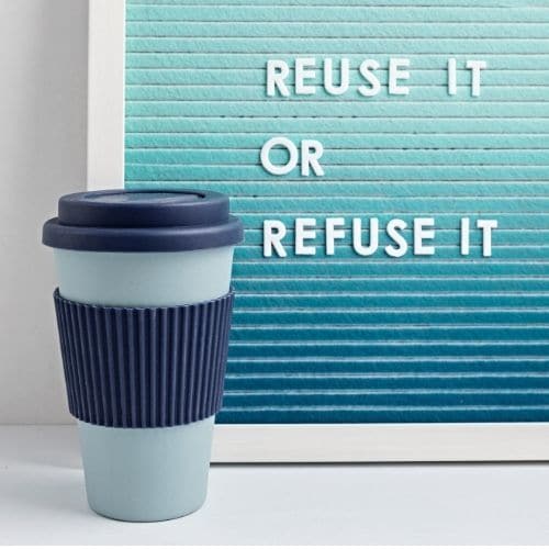 coffee cup with reuse sign