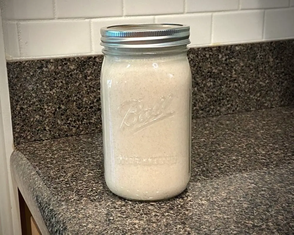 mason jar of homemade coconut coffee creamer