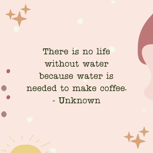 There is no life without water because water is needed to make coffee. - Unknown